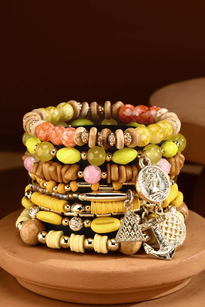 Yellow Ye  9-Strand Bohemian Bracelet with Anchor Charm for wholesale on Faire2