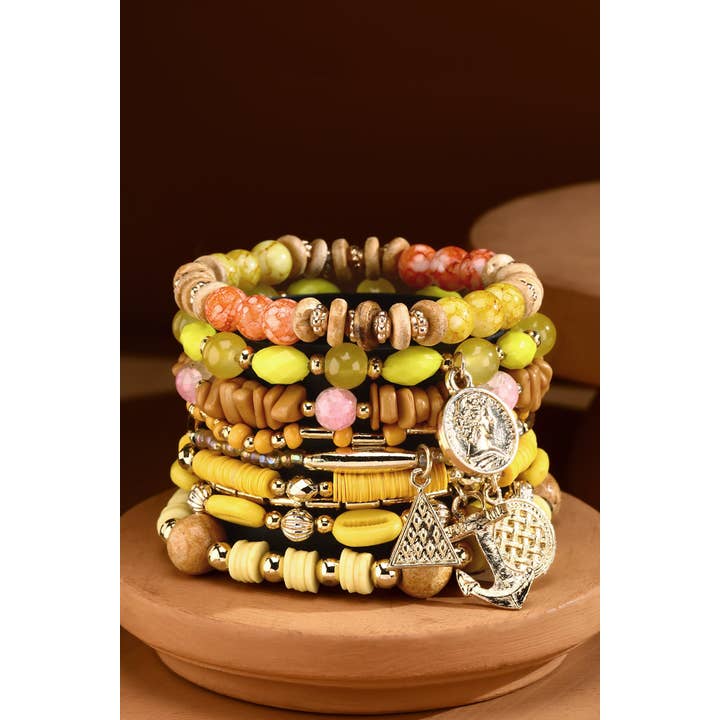 Yellow Ye 9-Strand Bohemian Bracelet with Anchor Charm for wholesale on Faire2