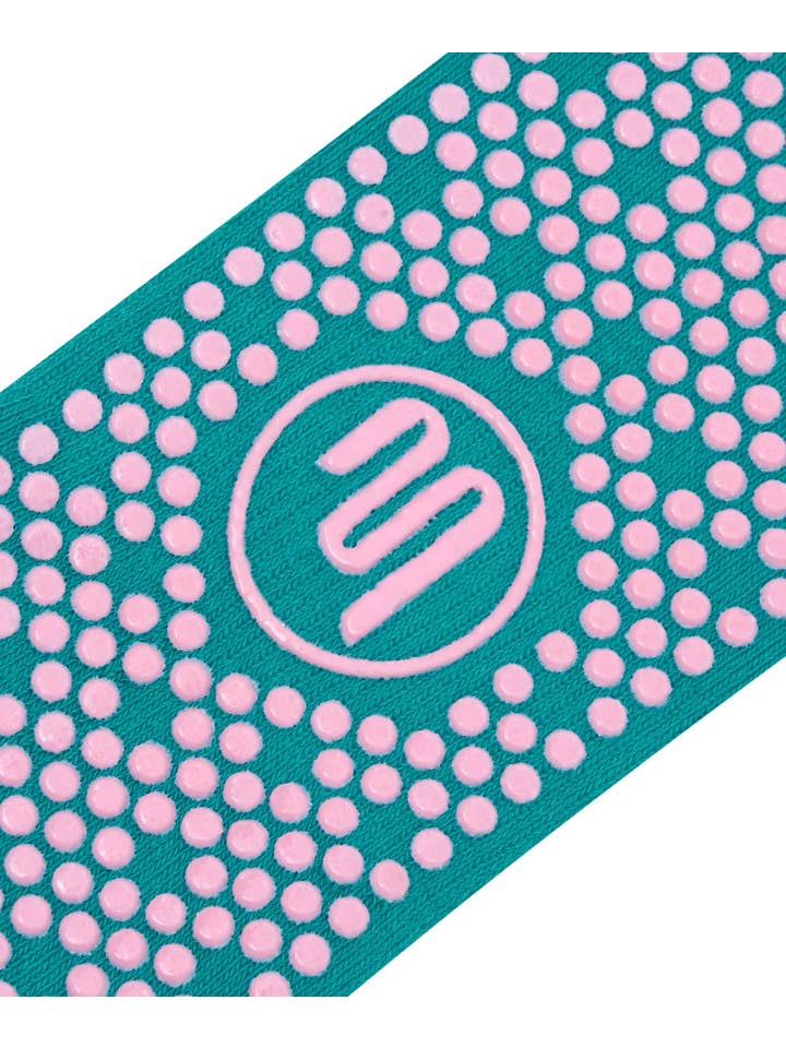 MoveActive - Wholesale Socks - Women's - Crew Non Slip Grip Socks - Tuscan Teal Stripe