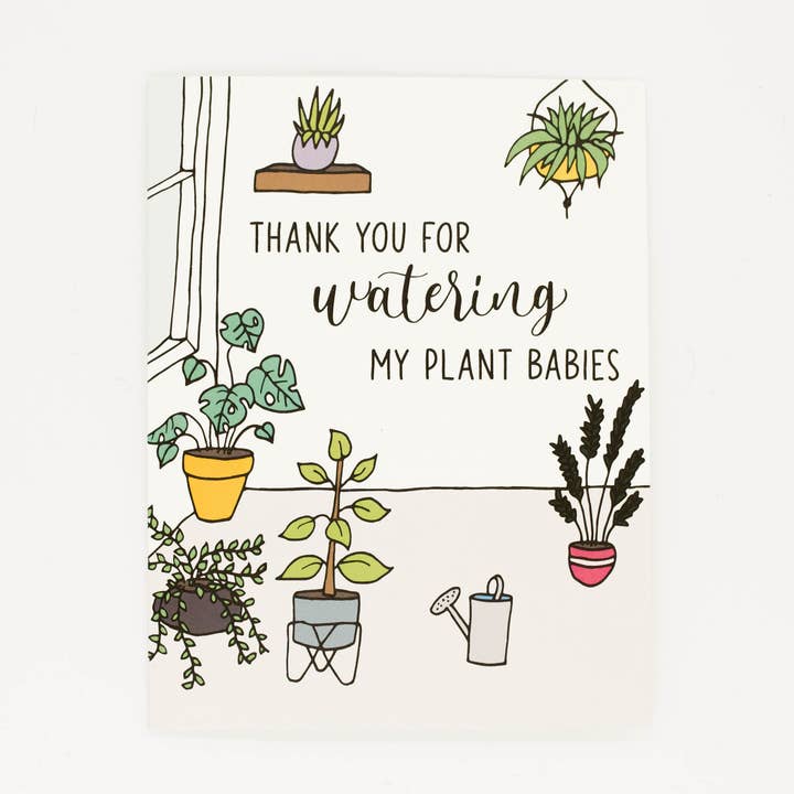 Watering My Plant Babies | Thank You Greeting Card for wholesale by Grateful Paperie