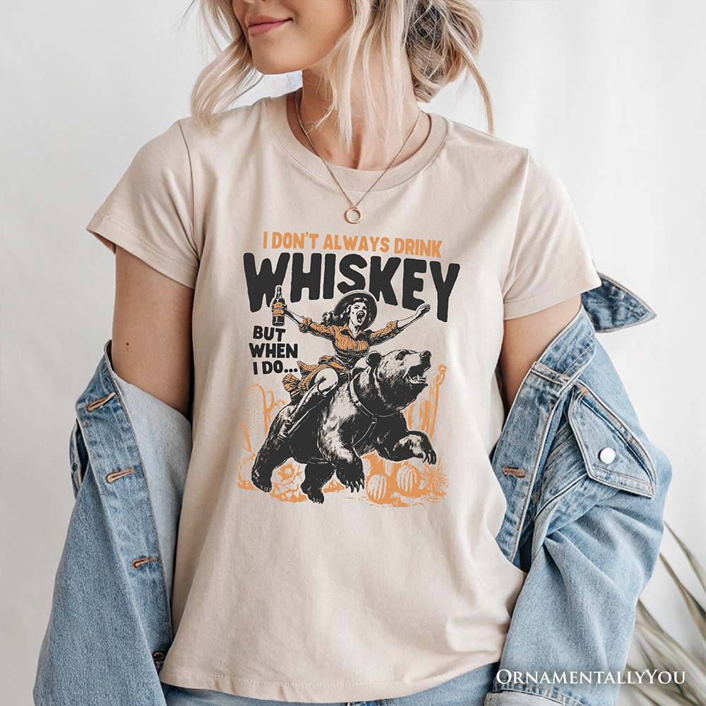 OrnamentallyYou – wholesale T-shirts med screentryck – Dam – Alkoholhumor Retro T-shirt, Rolig Whiskey Western T-shirt5