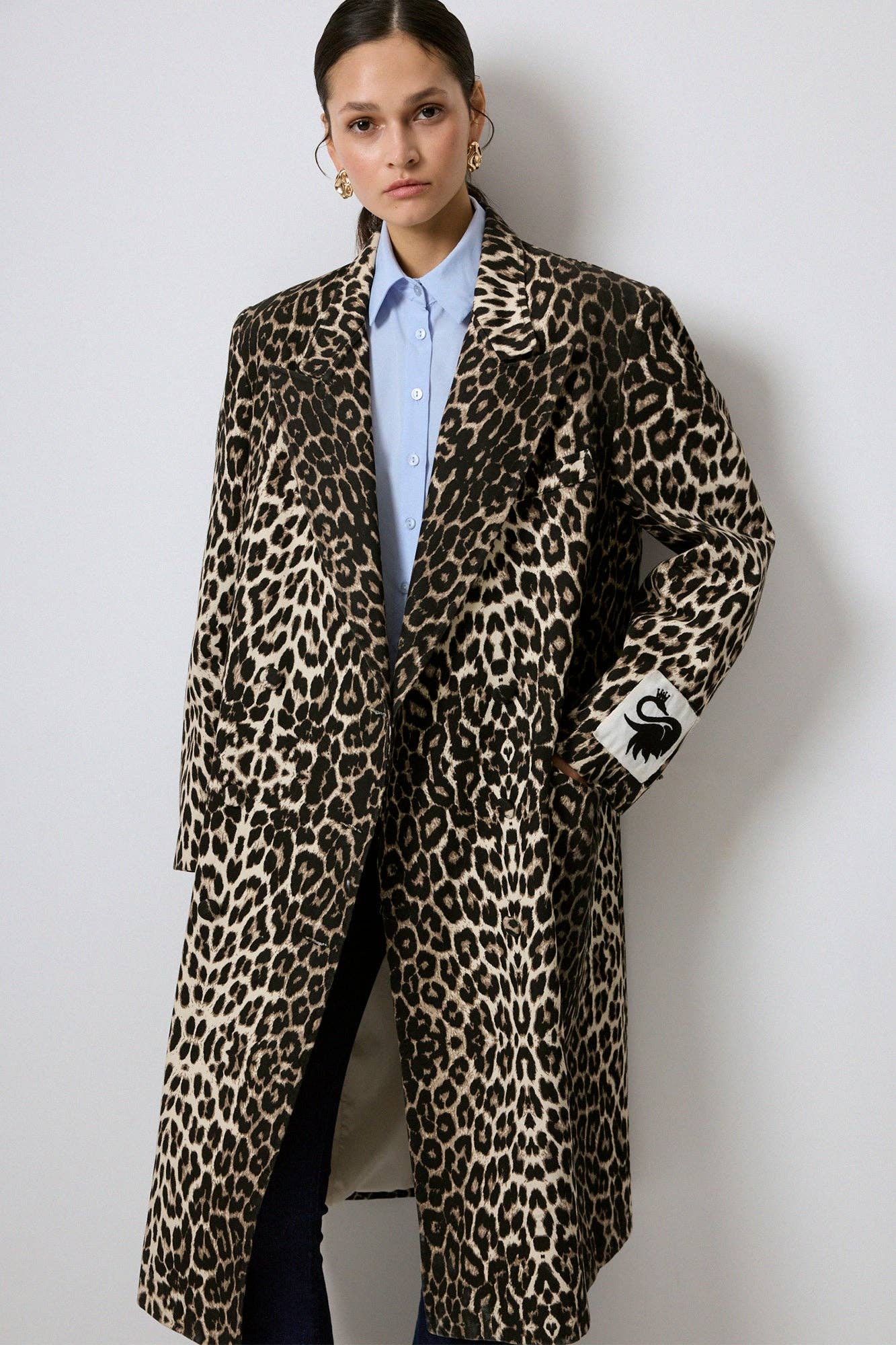 Leopar 100% COTTON LEOPARD PATTERNED LONG JACKET for wholesale on Faire5