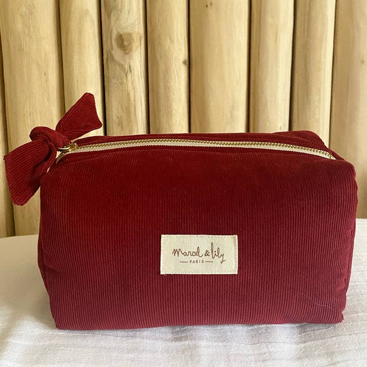 Toilettaske - Velour - Bordeaux for engroshandel hos Marcel & Lily