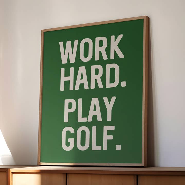 Work Hard. Play Golf Art Poster Print (FLAT) for wholesale by Tejas Country Club