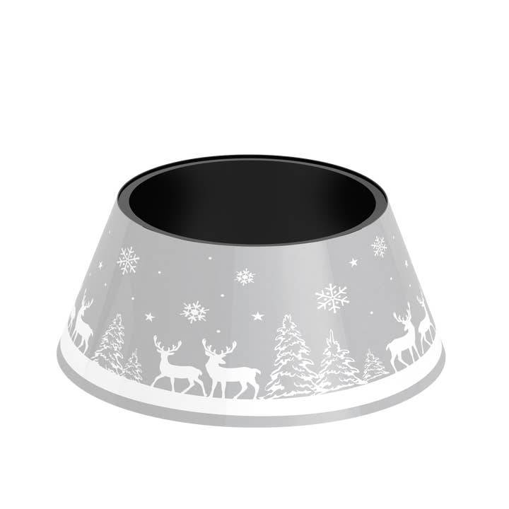Tree Skirt - Deer Scene - Grey for wholesale by CREEKWOOD GARDEN AND GIFT LTD