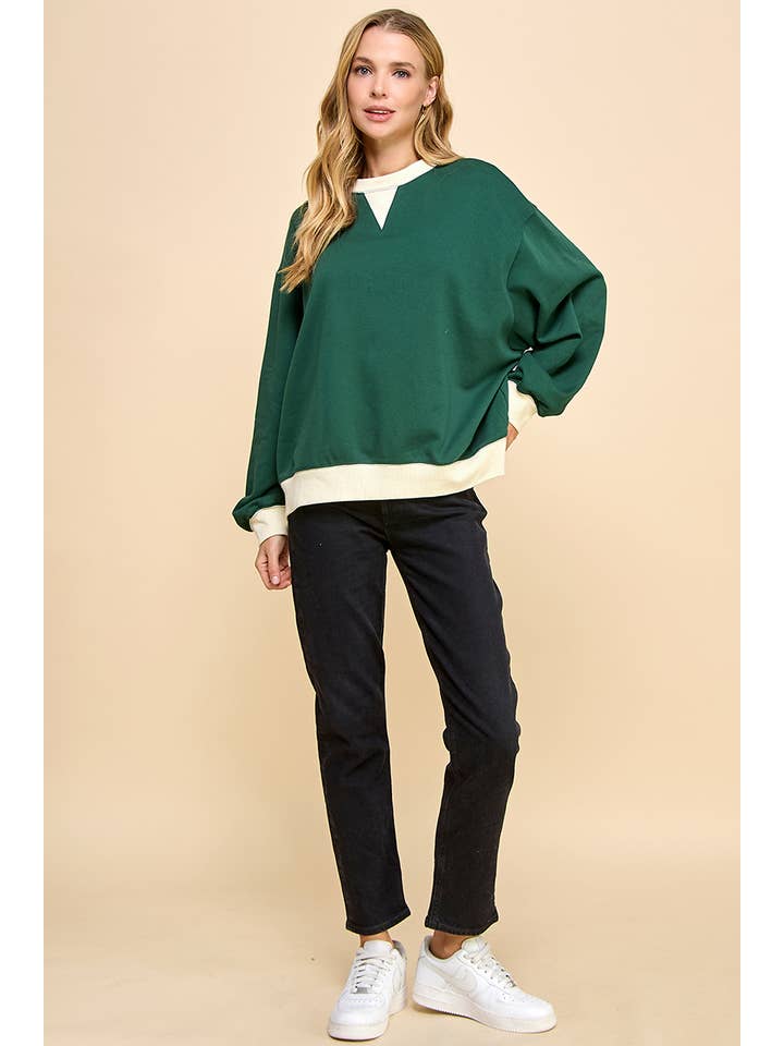 HUNTER GREEN CT9003-Oversized Contrast Rib Band Sweater for wholesale on Faire