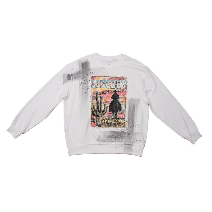 COWBOY HAND PAINTED GRAPHIC TSHIRT for wholesale by The Beautyfull Box