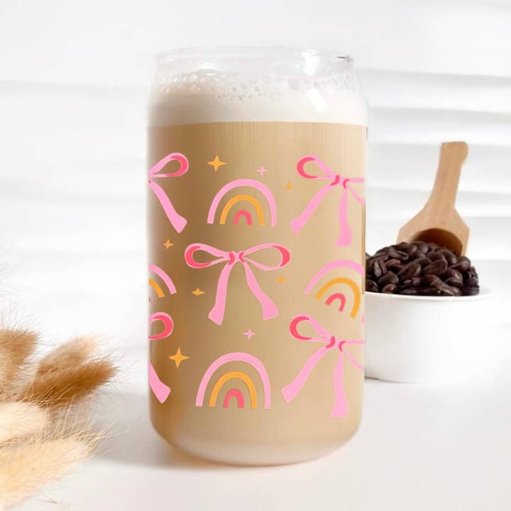 Coquette Glass with Lid, Straw and Straw Cleaner 20 oz Cup for wholesale by FLORAL TOWN