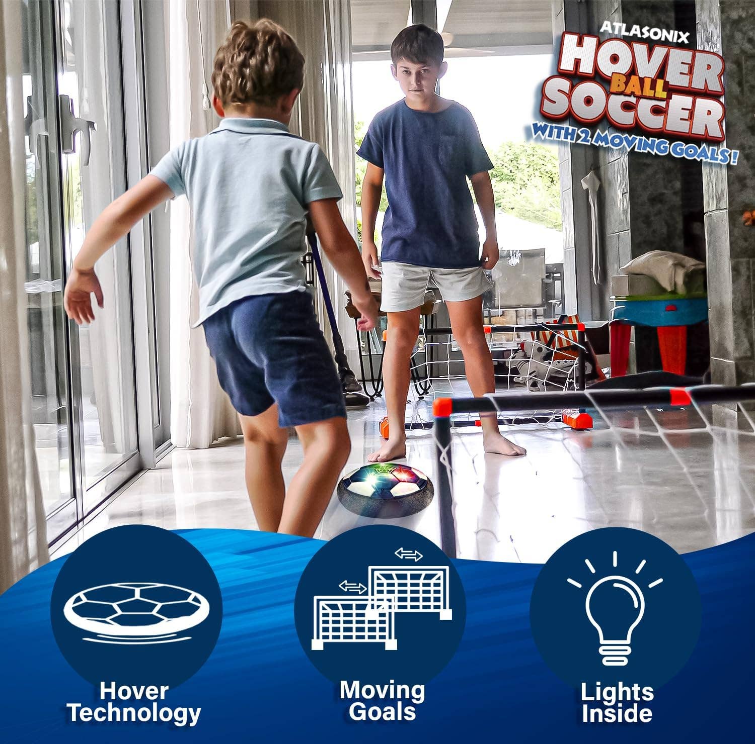 Atlasonix - Vente Jeu de sport – enfant et bébé - Lot de 4 ballons de soccer Moving Goals Hover6