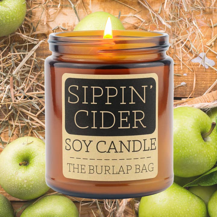 Sippin' Cider - Soy Candle 9oz for wholesale by The Burlap Bag