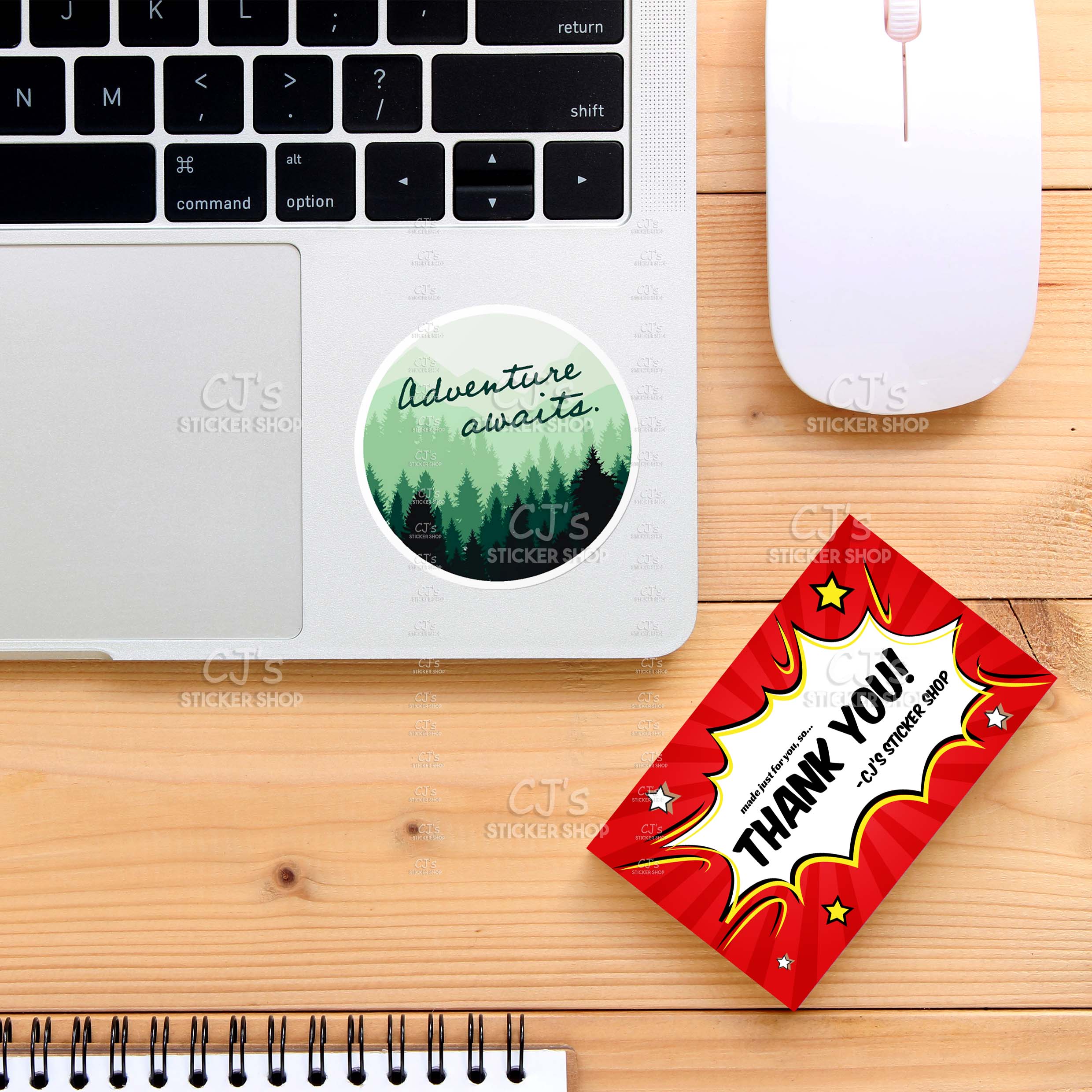 CJ's Sticker Shop - Wholesale Sticker - Adventure Awaits Woods Circle Sticker Vinyl Decal1