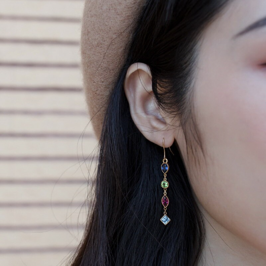 Perimade & Co. LLC – wholesale Dangle earrings – Rainbow Colored Gem Drop Earrings in 925 Sterling Silver4