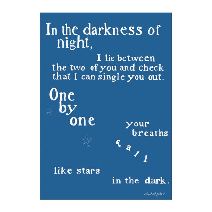 Darkness, Motherhood Poem Print, Hand Lettered Giclee Poem for wholesale by Little Bird Editions