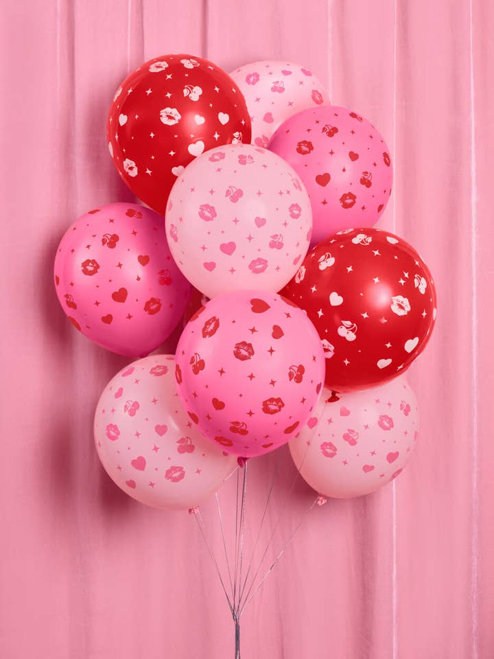 Lucky in Love Balloon Pack - 24 latex balloons, Valentine's Day, Bachelorette, Pink, Cherry for wholesale by xo, Fetti