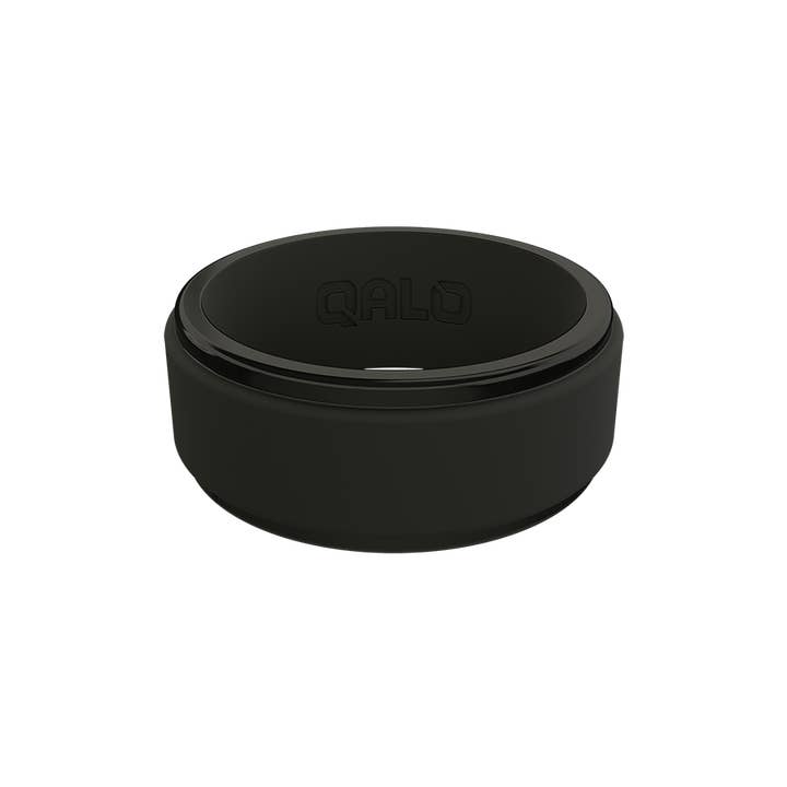 QALO - Wholesale Band/Stacked Ring - Step Edge Polished Black1