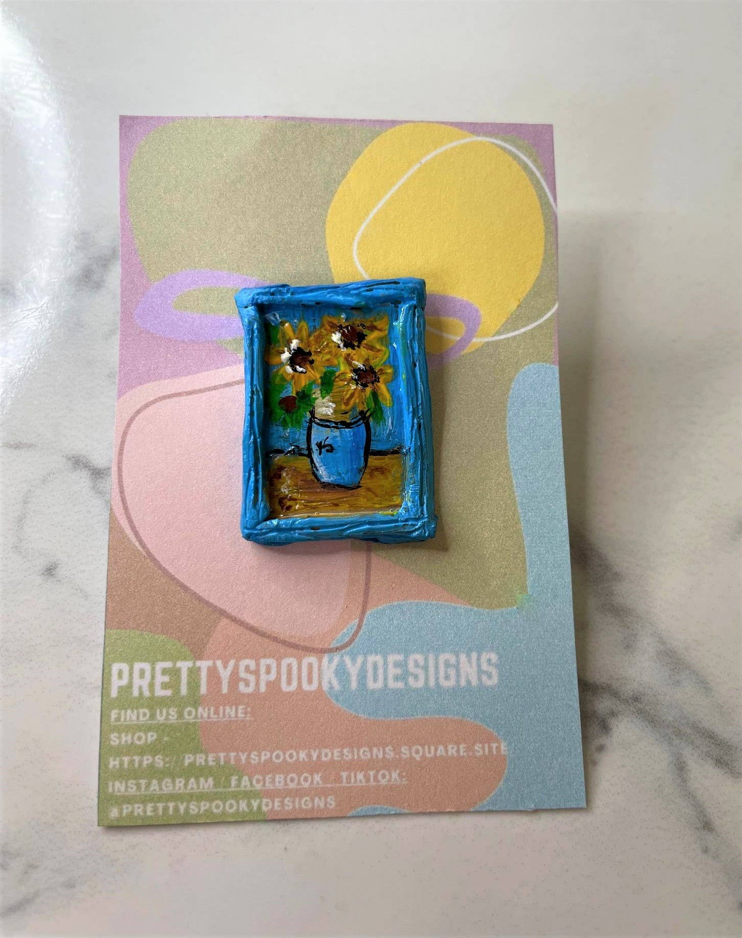 PrettySpookyDesigns - Wholesale Brooch - Polymer clay pin - Sunflowers | badge | Van Gogh accessories1