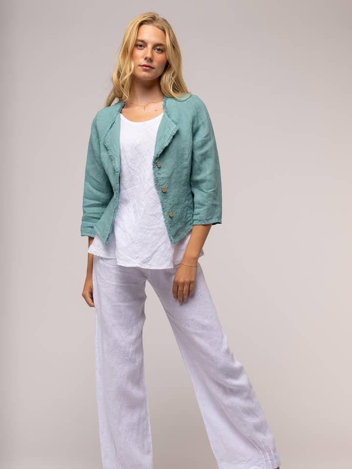 Fransk linnecroppjacka för wholesale av LINEN LUV