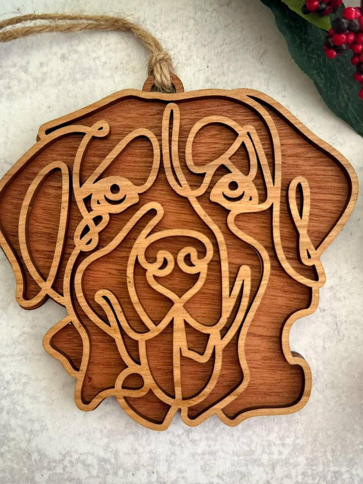 Dog Pet Car Charm Ornament Keep Sake Line Art for wholesale by Wood’N Sass