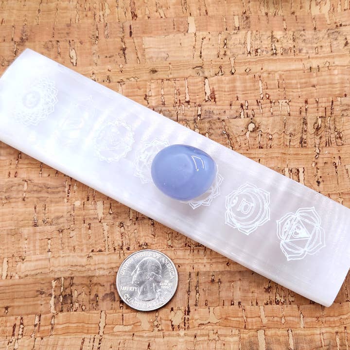 Meraki Gemstones - Wholesale Spiritual Stone/Crystal - Selenite Charging Bar-Engraved w/Chakra Symbols (15-16cm)6