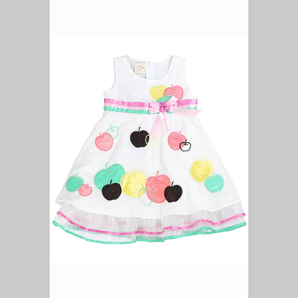 SISSYMINI - Wholesale Dress - Kids - Apple Applique Organza Ruffles Dress 878-2831