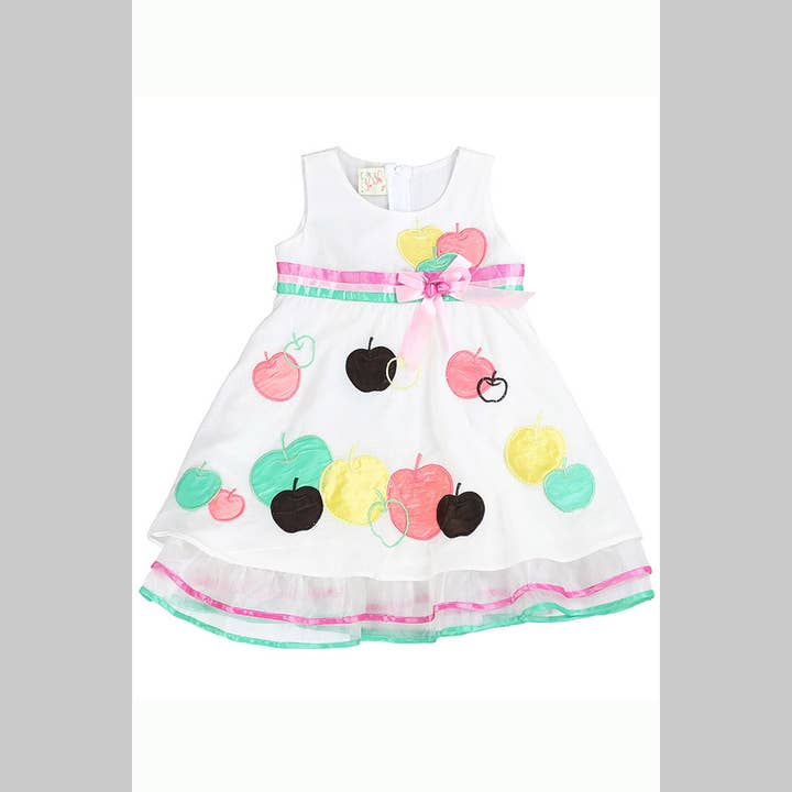 SISSYMINI - Vendita all'ingrosso Vestito - Bambini - Abito con volant in organza con applicazioni Apple 878-2831