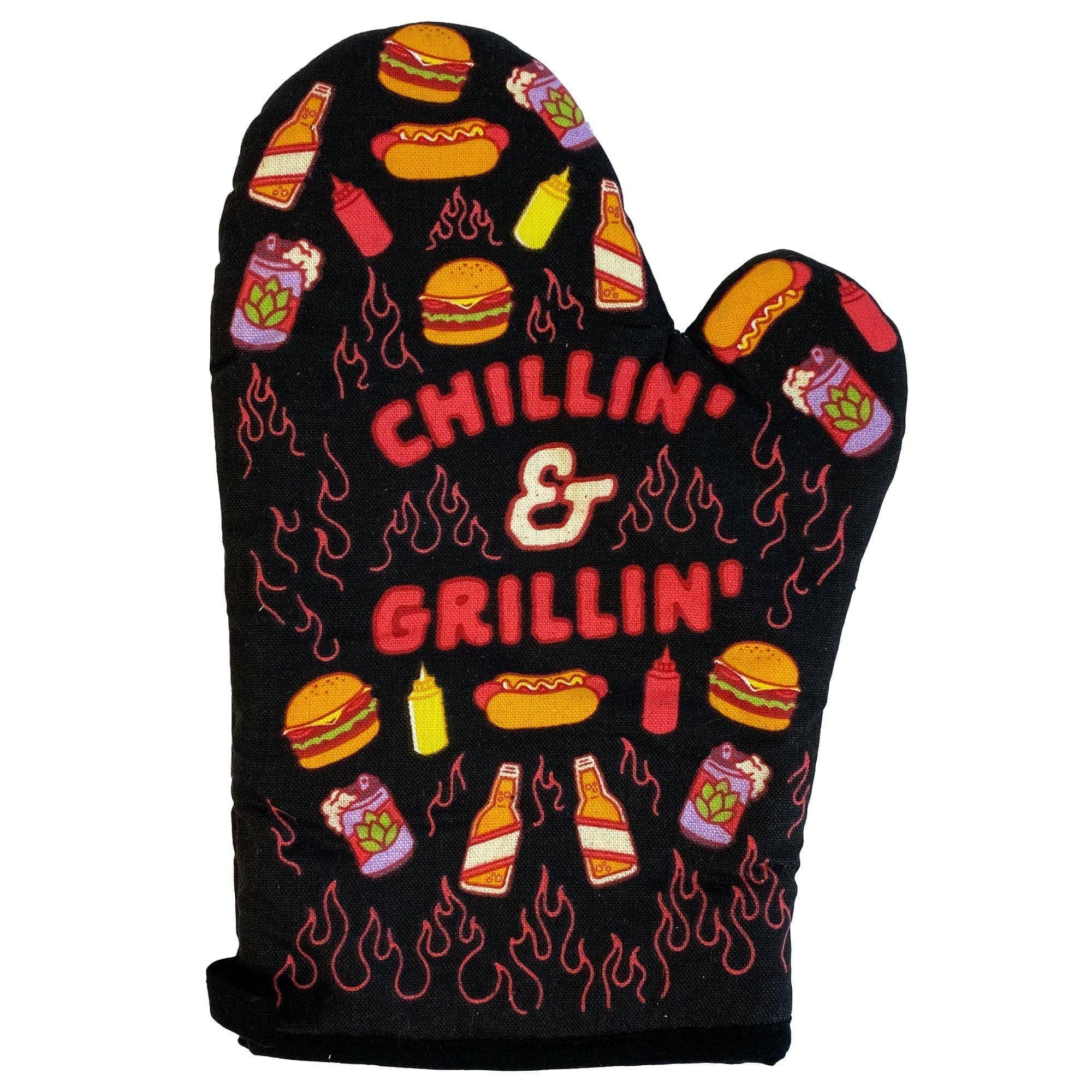 Black Chillin' And Grillin' Funny Oven Mitt Cool Gift Great Idea for wholesale on Faire1