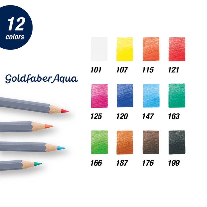 Faber-Castell / Creativity for Kids - Wholesale Colored Pencil - Goldfaber Aqua Watercolor Pencils, Tin of 12