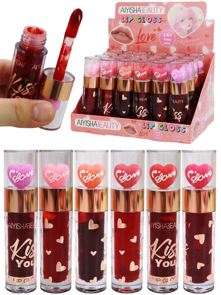 Gloss à Lèvres Teinté Brillant de la Saint-Valentin - 24 Pièces pour la vente par Cap Zone