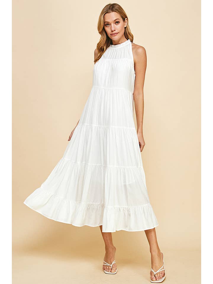 PINCH - Wholesale Dress - Women's - HALTER MIDI DRESS - WHITE