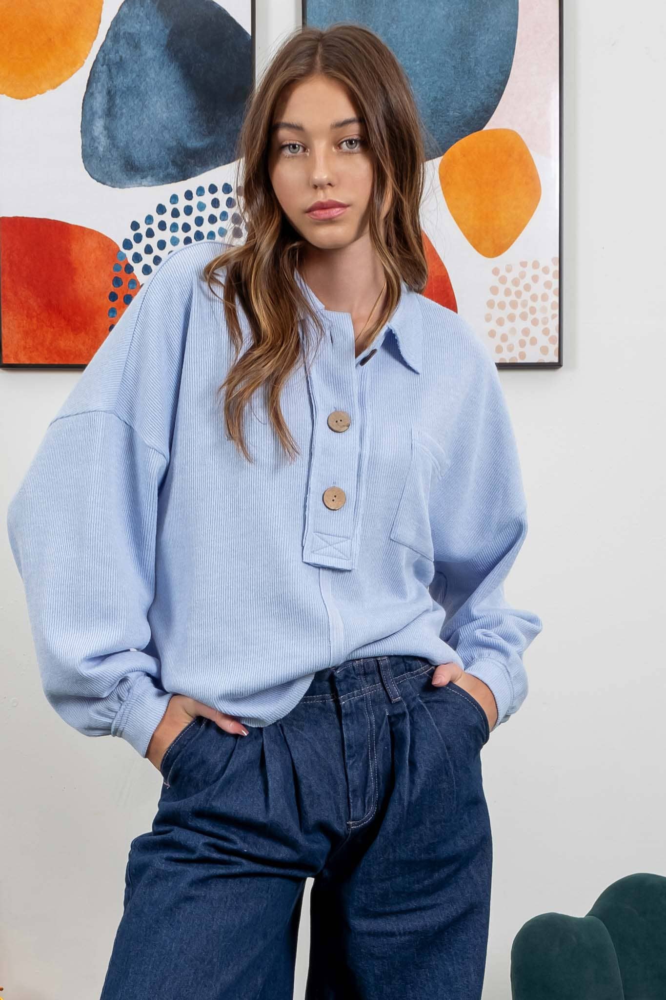 Blu Pepper - Venta al por mayor Jersey corto de punto - Mujer - TOP DE PUNTO CON CUELLO Y BORDES CRUDOS35