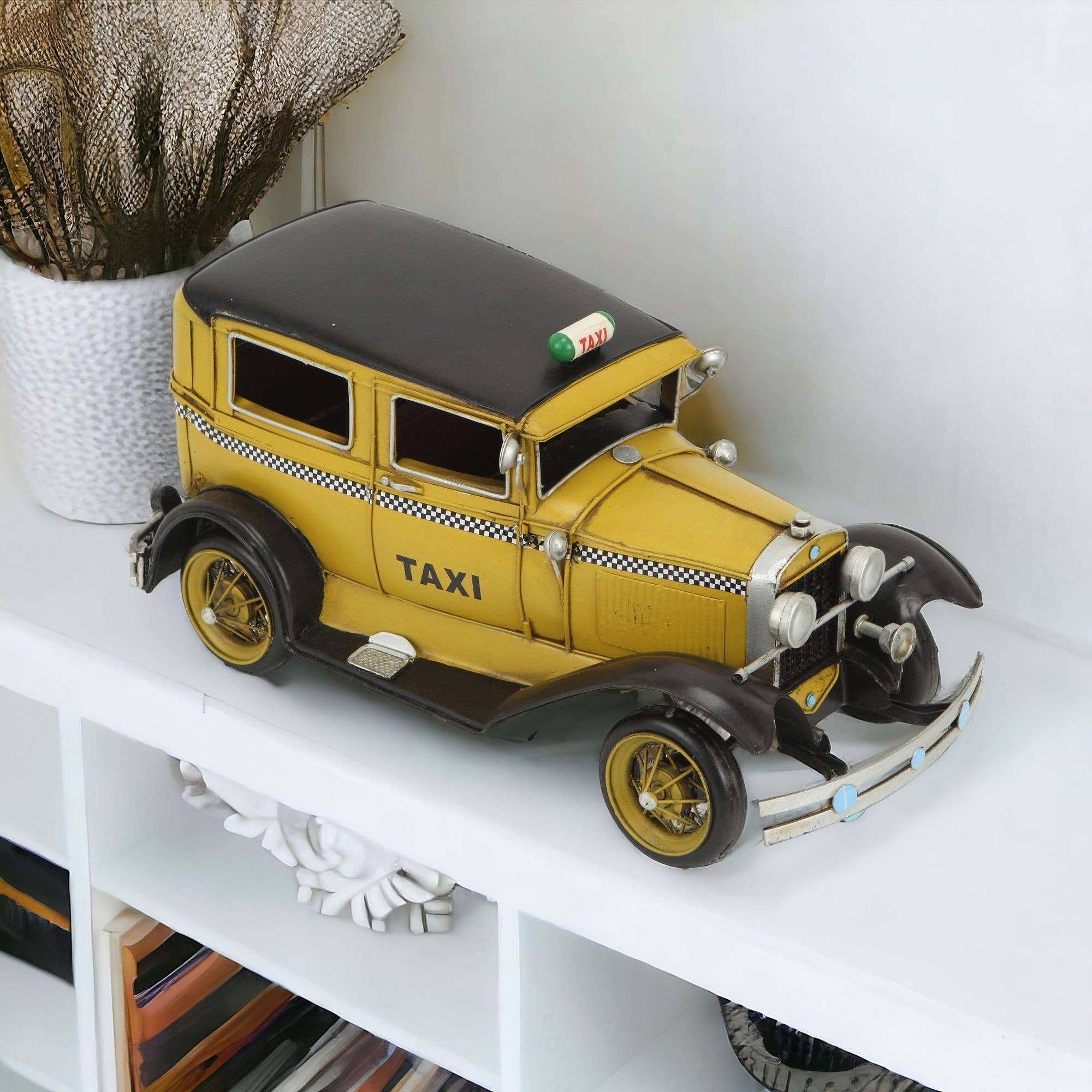 HomeRoots - Wholesale Decorative Tabletop Object - 7" Hand Painted 1931 Yellow Taxi Metal Model Car1