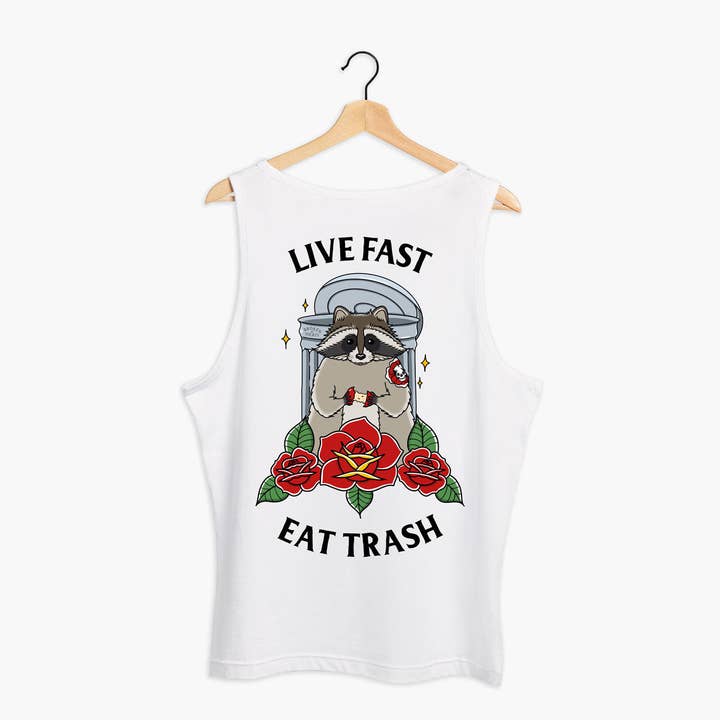 Live Fast Eat Trash Tank (Unisex) for wholesale by Broken Society