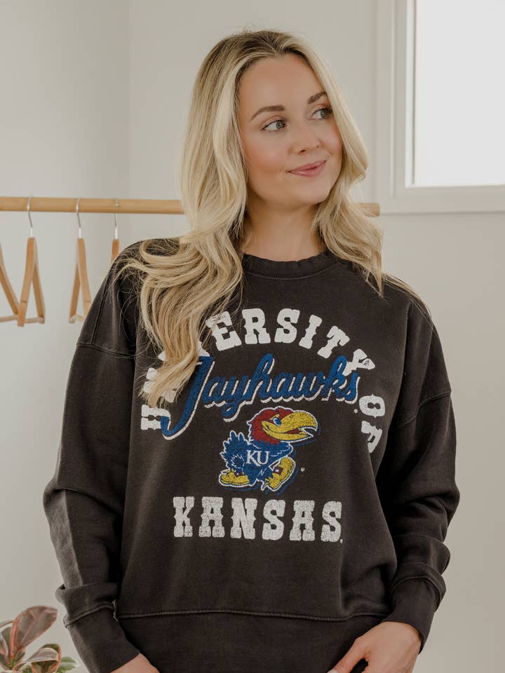 Sweatshirt surdimensionné Hi-Dive KU Jayhawks Draft Smoke pour la vente par LivyLu