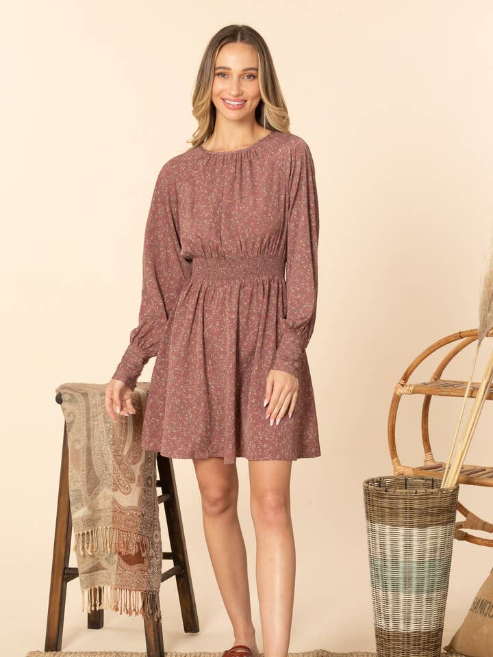 Malva EP-DR27606 Vestido campesino de manga larga floral de venta al por mayor en Faire0