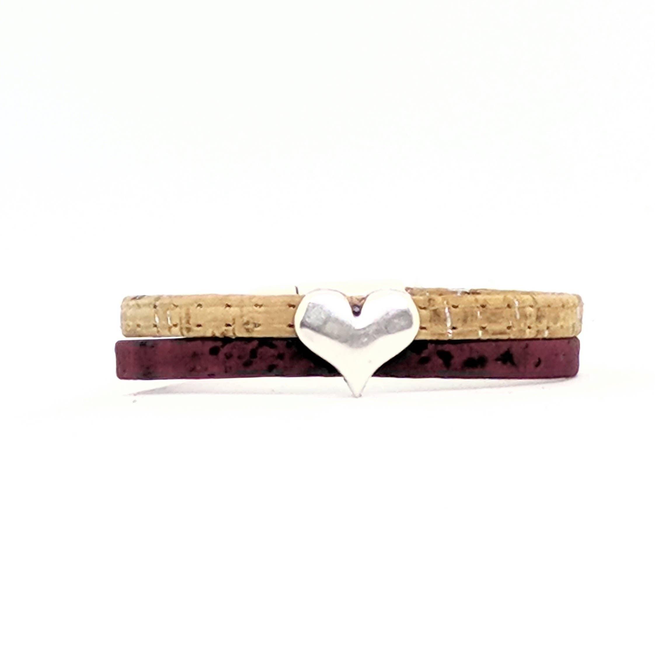 Elisabetta Studio - Wholesale Bangle Bracelet - Hammered Heart - Classic Cork Bracelet1