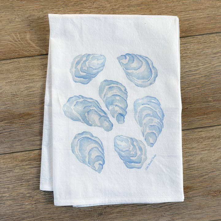 Ostriche in Cucina Blu Strofinaccio per la vendita all'ingrosso da parte di Little Bluebird Design Studio