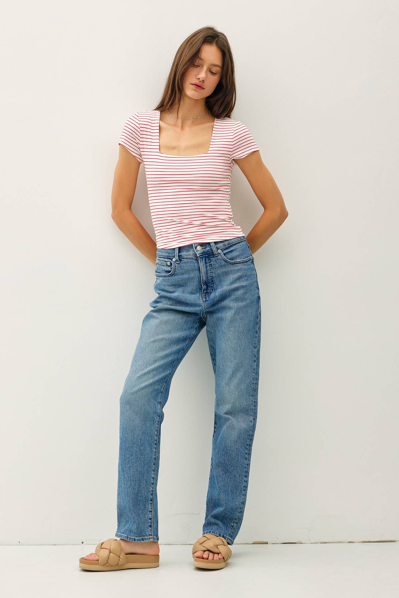 Be Cool - Wholesale Knit Top - Women's - ULTRA SOFT DOUBLE LINED STRIPED SQUARE NECK TOP 20