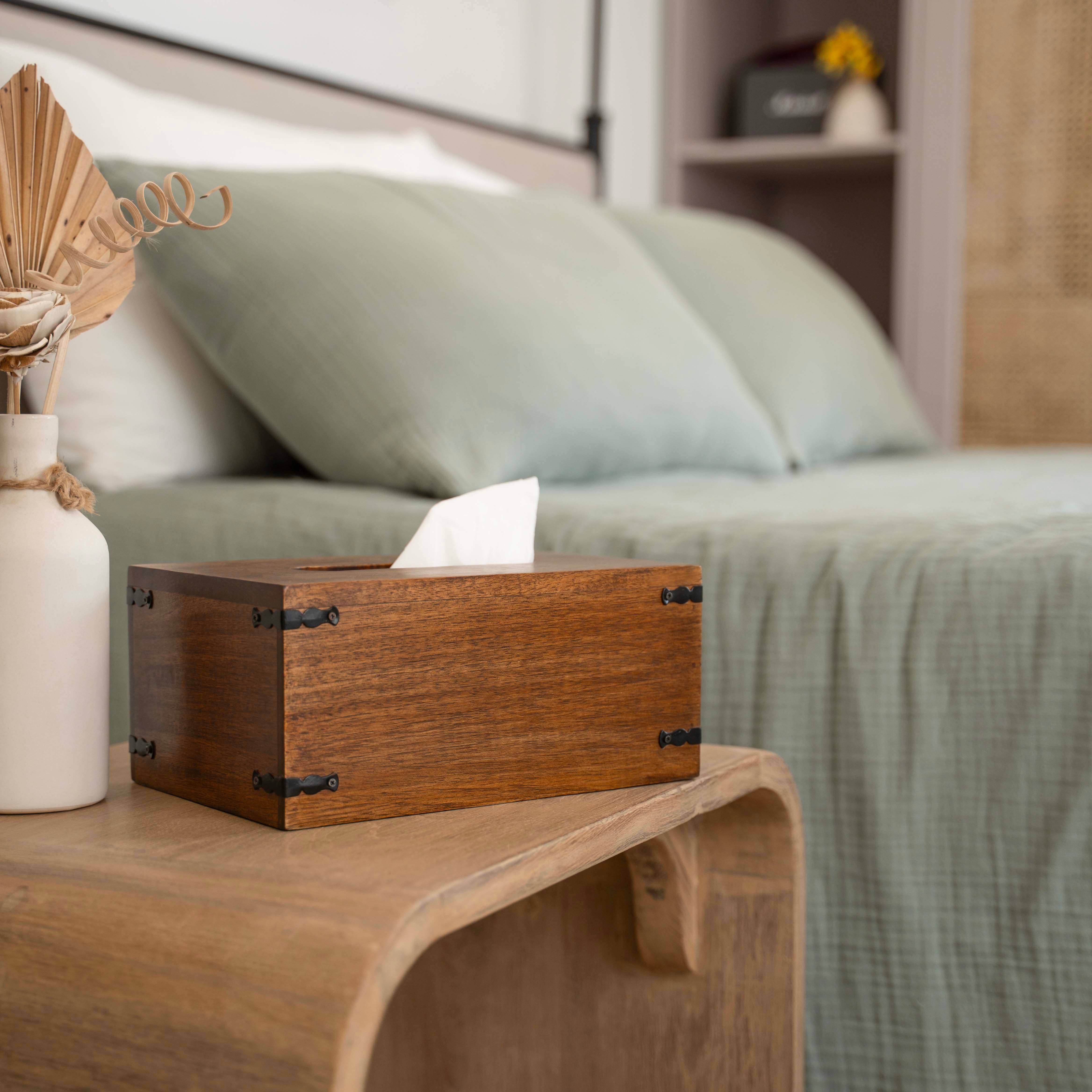 LuxeDesigns Co LLC - Wholesale Tissue Box - Rustic Natural Mango Wood Tissue Dispenser - Rectangle3