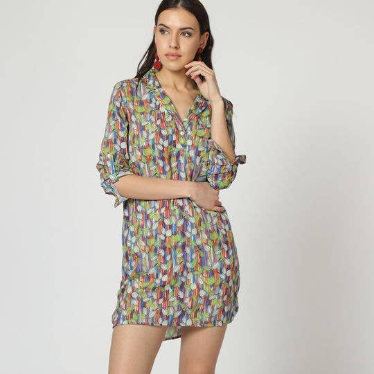 BanBat - Wholesale Dress - Women's - LAGA- D800 printed shirt dress