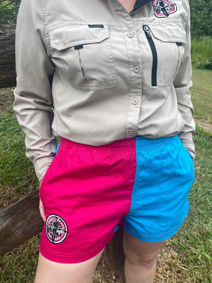 Babes Boars & 4x4 - Wholesale Shorts - Women's - Pink/Bright Blue Rugby Shorts