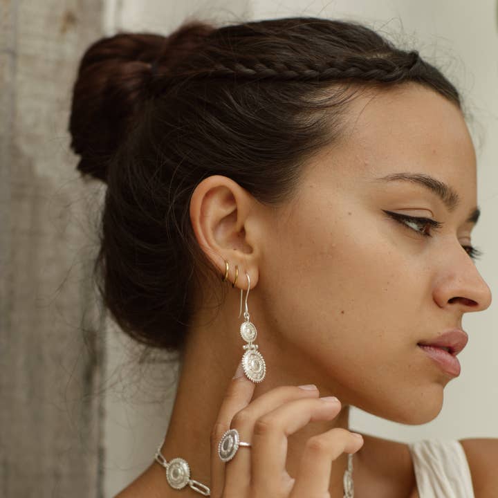 Nakila Collective - Wholesale Dangle earrings - Kaavya earrings - Silver plated 5