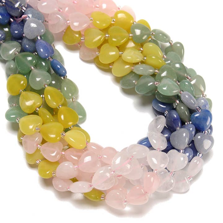 Gradient flerfarvede ædelstensperler i glat hjerteform størrelse 12mm 15,5'' streng for engroshandel hos CRCBEADS