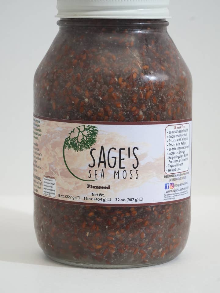 Flaxseed Sea Moss Gel for wholesale by Sage's Sea Moss, LLC