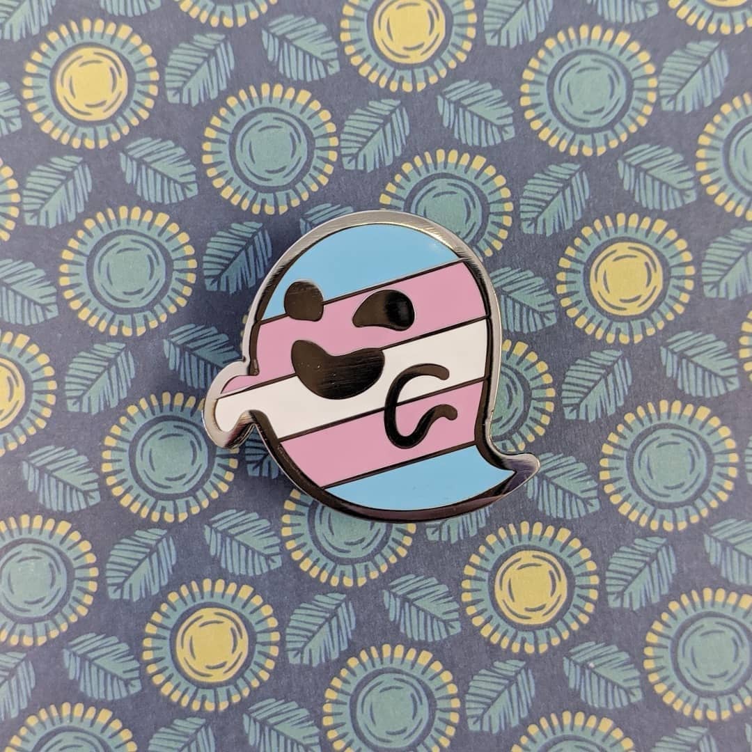 Cunning Linguist Co. - Wholesale Lapel pin/button - Transphantasm - transgender pride, LGBTQIA+ ghost enamel pin