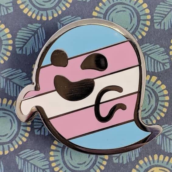 Cunning Linguist Co. - Wholesale Lapel pin/button - Transphantasm - transgender pride, LGBTQIA+ ghost enamel pin0
