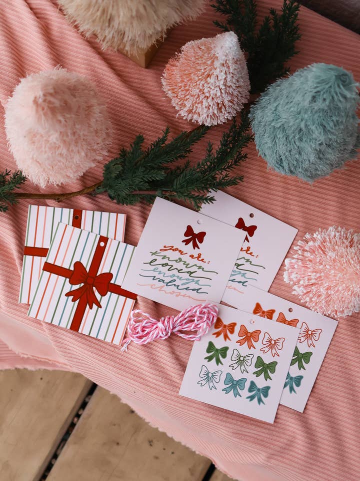 'all tied up' GIFT TAG SET for wholesale by Written by Maria