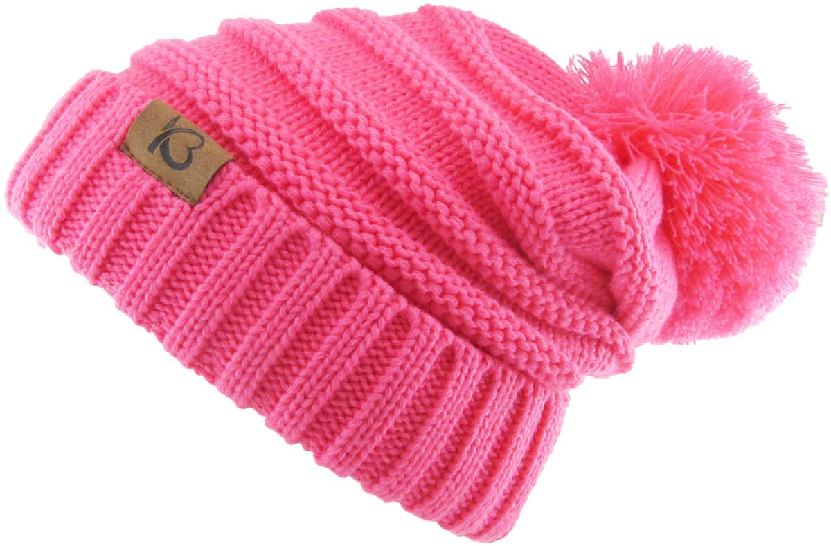 KBETHOS – Großhandel Beanie – Damen – Chunk Pom Pom Grobstrick-Mütze mit Zopfmuster und Rippenstrick38