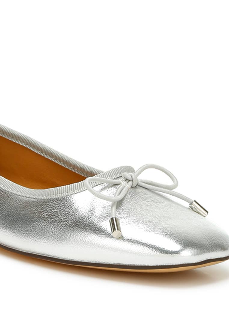 Rag Company - Vente Ballerines – femme - Ballerines à nœud en cuir métallisé Primrose8