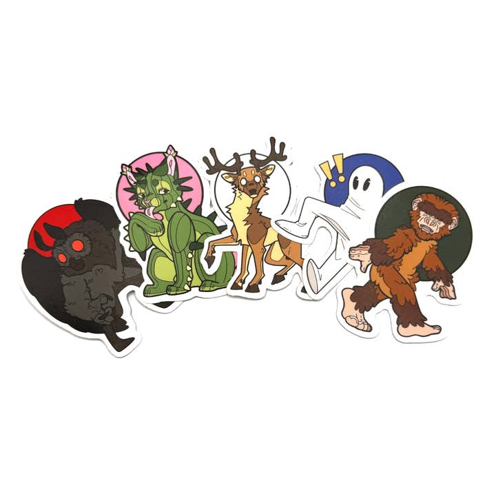 Cryptids Series 1 Sticker Set for wholesale by Playing Possum Clothing Co.