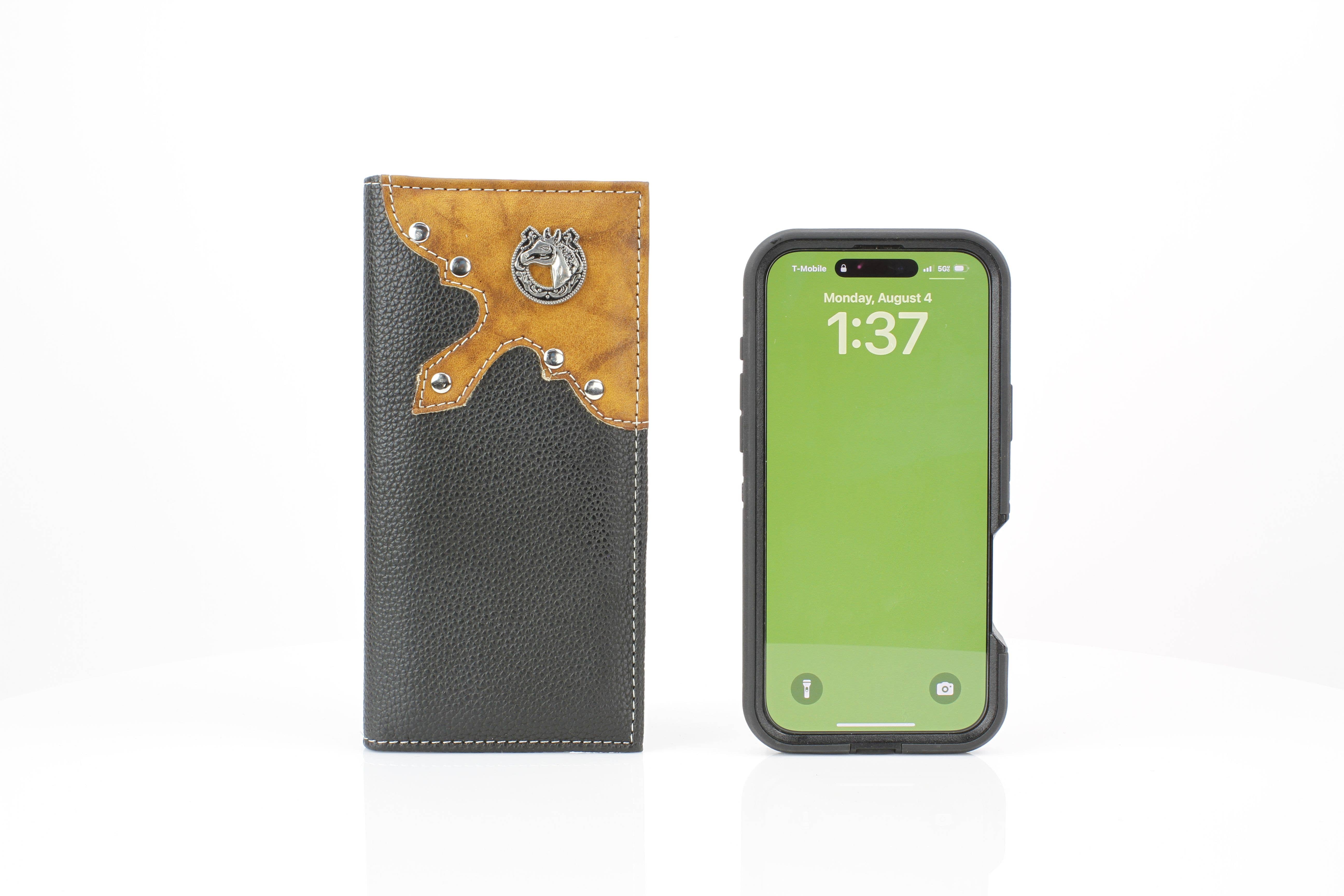 Leather Impressions Inc - Wholesale Wallet - Men’s - Rodeo Wallet with Horse and Horseshoe Concho VL8726